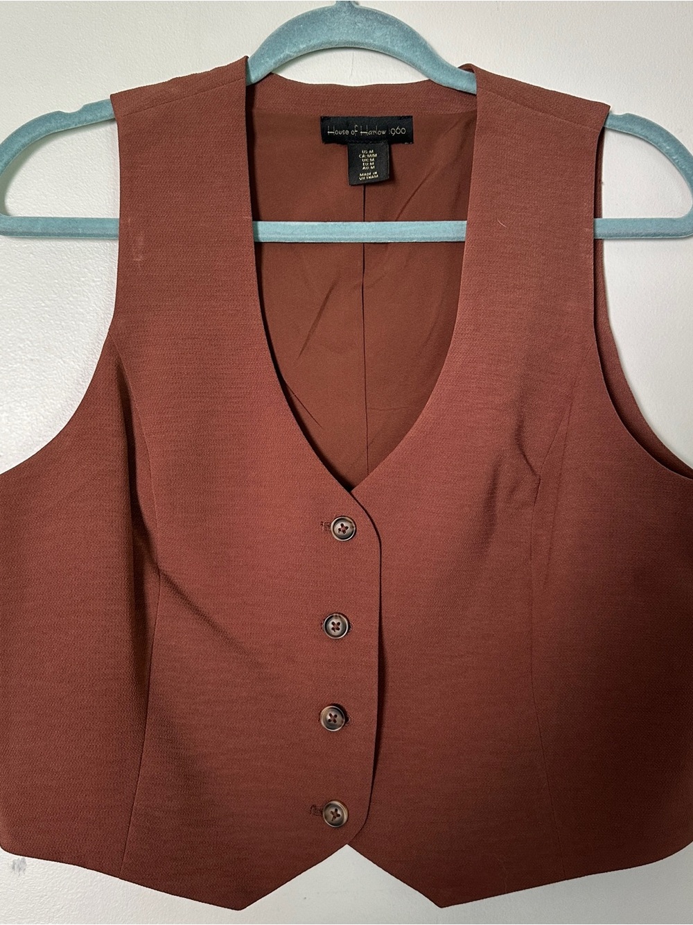 House of Harlow 1960 Rust Brown Sleeveless Vest & Wide-Leg Pants - Picture 2 of 5
